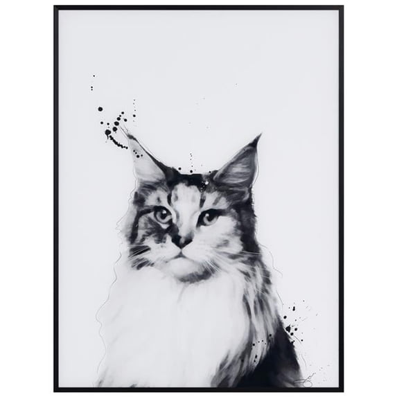 "Siberian Cat" Black and White Pet Portraits on Reverse Printed Art ...