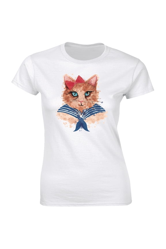 Siberian Cat Face Cats Kitty Funny Gift Cartoon Animal Pet Women's T-Shirt