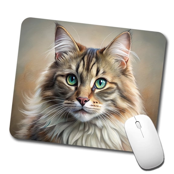 Siberian Cat Illustration Mouse Pad Low Profile Gaming Mat