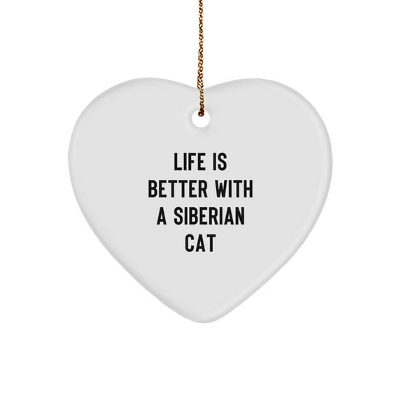 Siberian Cat Lovers Gifts from Friends and Family - Heart Ornament for Christmas