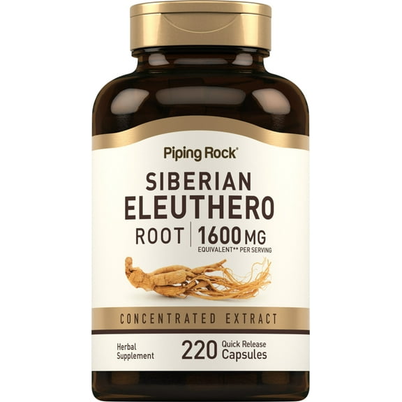 Siberian Eleuthero Root Capsules 1600mg | 220 Count | Supplement for Men and Women | by Piping Rock
