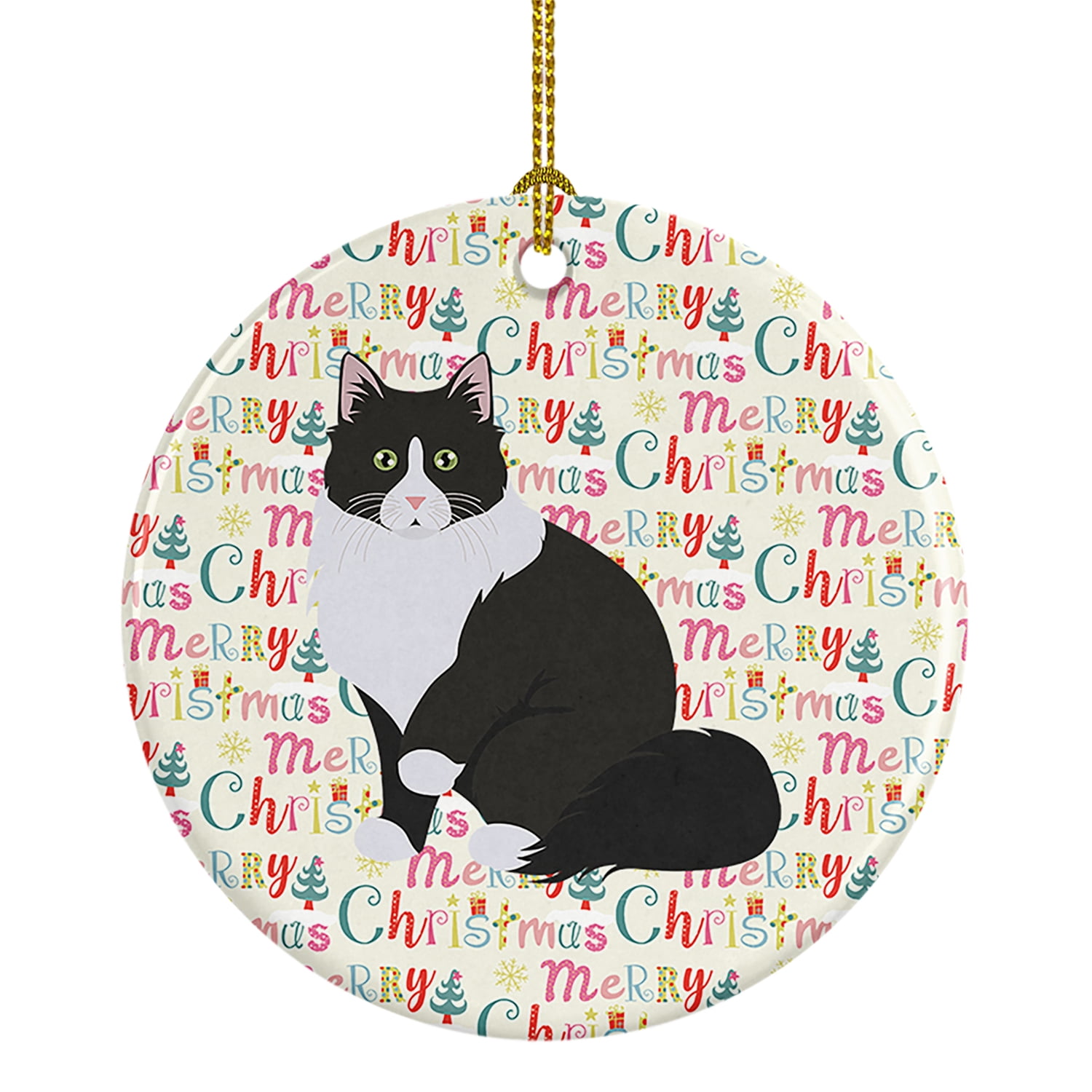 Siberian Forest Cat Christmas Ceramic Ornament 2.8 in x 2.8 in