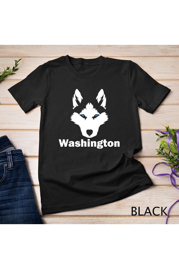 Siberian Hues State Of Washington Husky Face T-Shirt