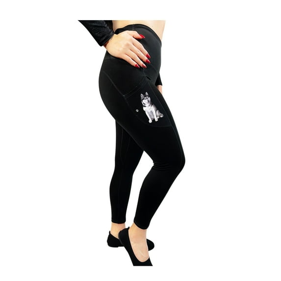 Siberian Husky 25" High Rise Leggings - Yoga Pants for Women with side Pockets