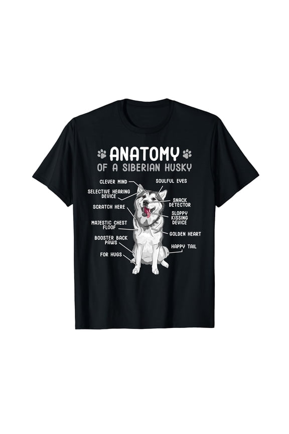 Siberian Husky Anatomy Funny Dog Owner Lover Graphic T-Shirt