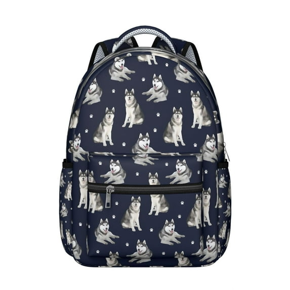 Siberian Husky Backpack for School,Cute School Bag,Schoolbag with Adjustable Shoulder Straps & Padded Back,15.3"x11"x7.1".