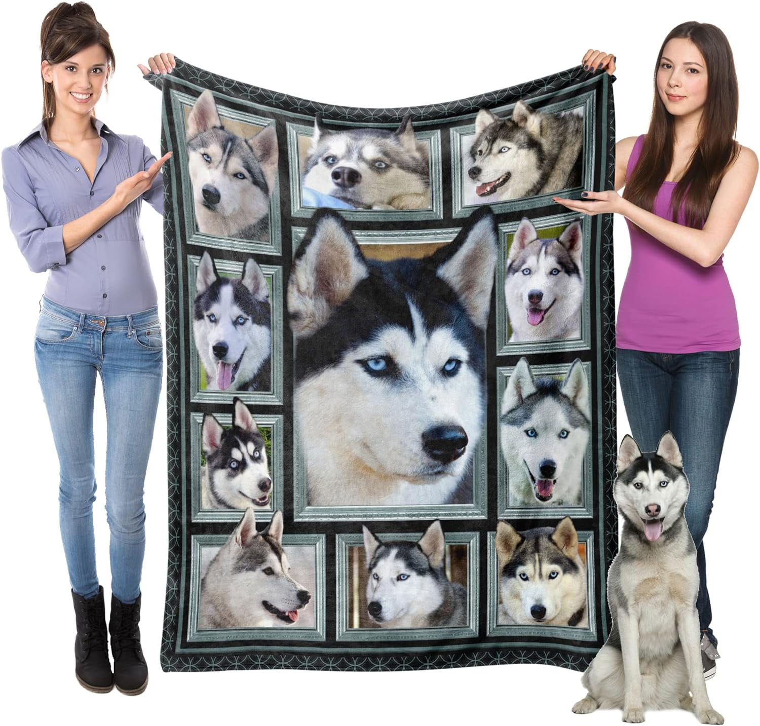 Siberian Husky Blanket for Kids Boys Girls, Siberian Husky Gifts for