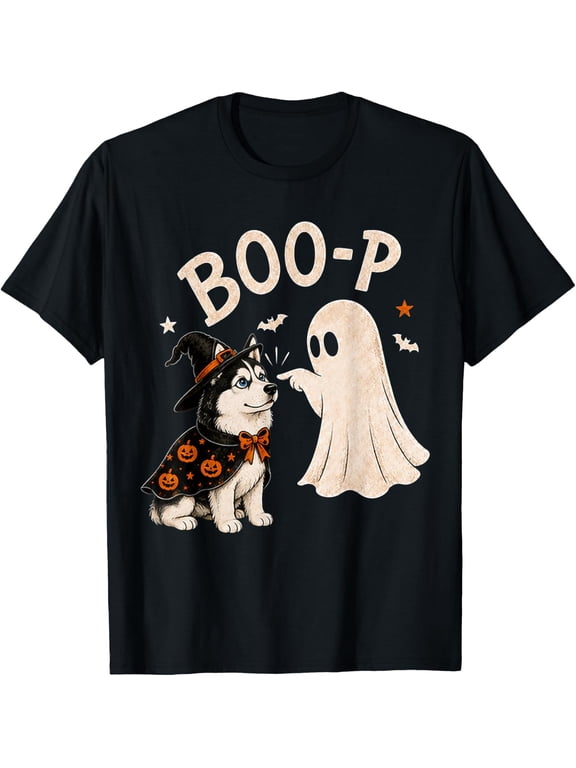 Siberian Husky Boo Boo-p Ghost Nose Boop Halloween Dog Lover T-Shirt- Classic Holiday Bestsellers funny halloween shirt Unisex 100% Cotton T-Shirt Breathable Casual Everyday Wear Affordable t shirts