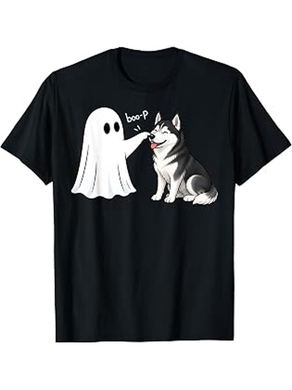 Siberian Husky Boo P Ghost Nose Boop Halloween T-Shirt