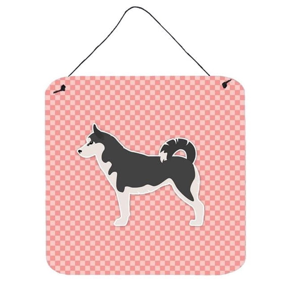 Siberian Husky Checkerboard Pink Wall or Door Hanging Prints