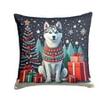thumbnail image 1 of Siberian Husky Christmas Fabric Decorative Pillow 14 in x 14 in, 1 of 2