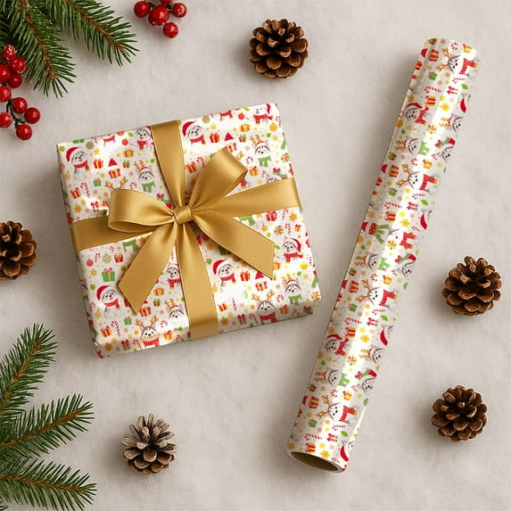 Siberian Husky Christmas Wrapping Paper Rolls, Siberian Husky Holiday Gift Wrapping Paper Merry Christmas