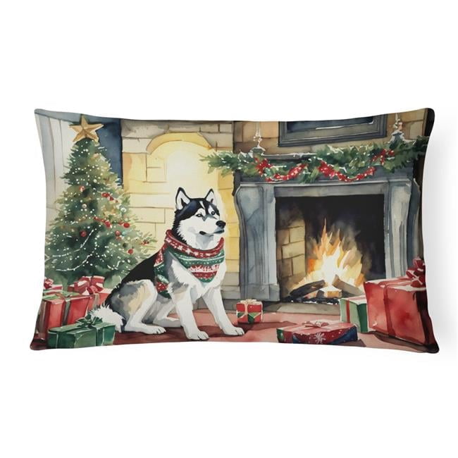 Siberian Husky Cozy Christmas Throw Pillow 12 in x 16 in