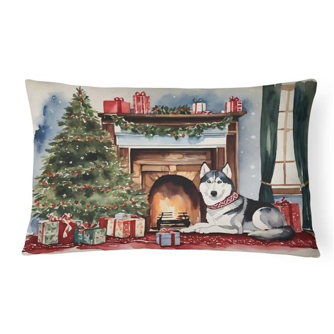 Siberian Husky Cozy Christmas Throw Pillow 12 in x 16 in
