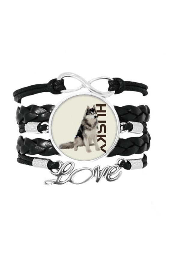 Siberian Husky Dog Breed Animal Bracelet Love Accessory Twisted Leather Knitting Rope Wristband