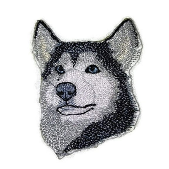 Siberian Husky Dog Face Embroidery Iron On/Sew patch [4" x 3.1"]