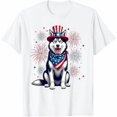 Siberian Husky Dog July 4th American Flag Graphic T-Shirt, Size S-5XL ...