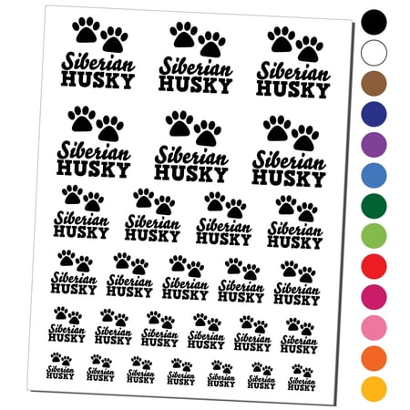 Siberian Husky Dog Paw Prints Fun Text Water Resistant Temporary Tattoo Set Fake Body Art Collection - Red