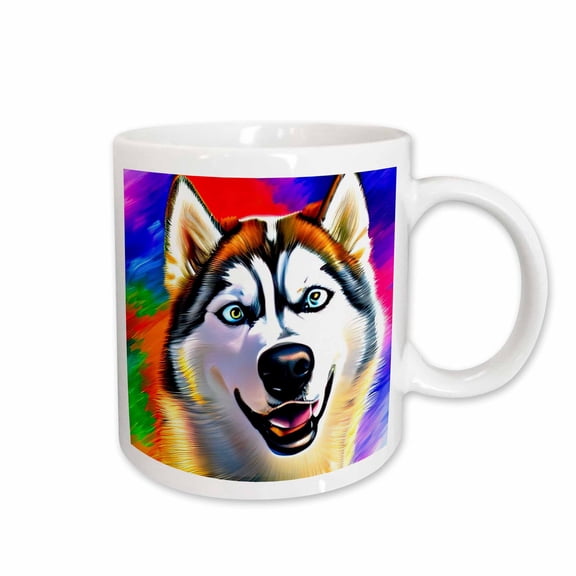 3drose, Siberian Husky Dog Portrait. Digital Art Gift for the Breed Lovers, 11oz Mug