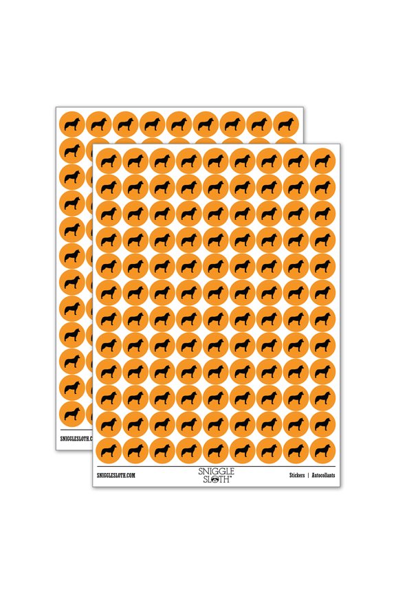 Siberian Husky Dog Solid 200+ Round Stickers - Orange - Gloss Finish - 0.50" Size