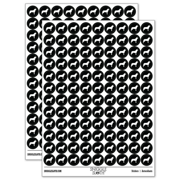 Siberian Husky Dog Solid 200+ Round Stickers - Black - Gloss Finish - 0.50" Size