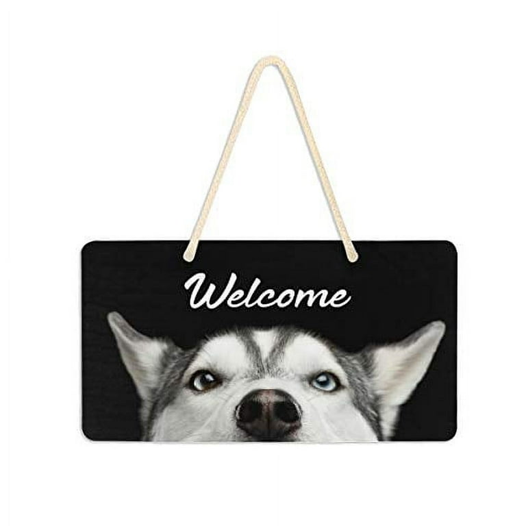Siberian Husky Dog Welcome Sign Front Door Decor Wall Hanging