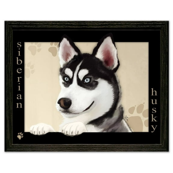 Siberian Husky Dog by Scott Rogers Paws on the Picture Frame 13x10 Framed Art Print