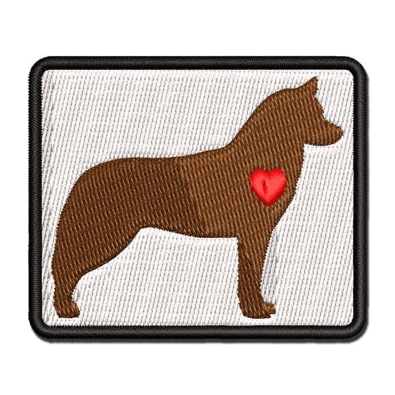 Siberian Husky Dog with Heart Applique Multi-Color Embroidered Iron-On Patch - 2.0 Inch Mini