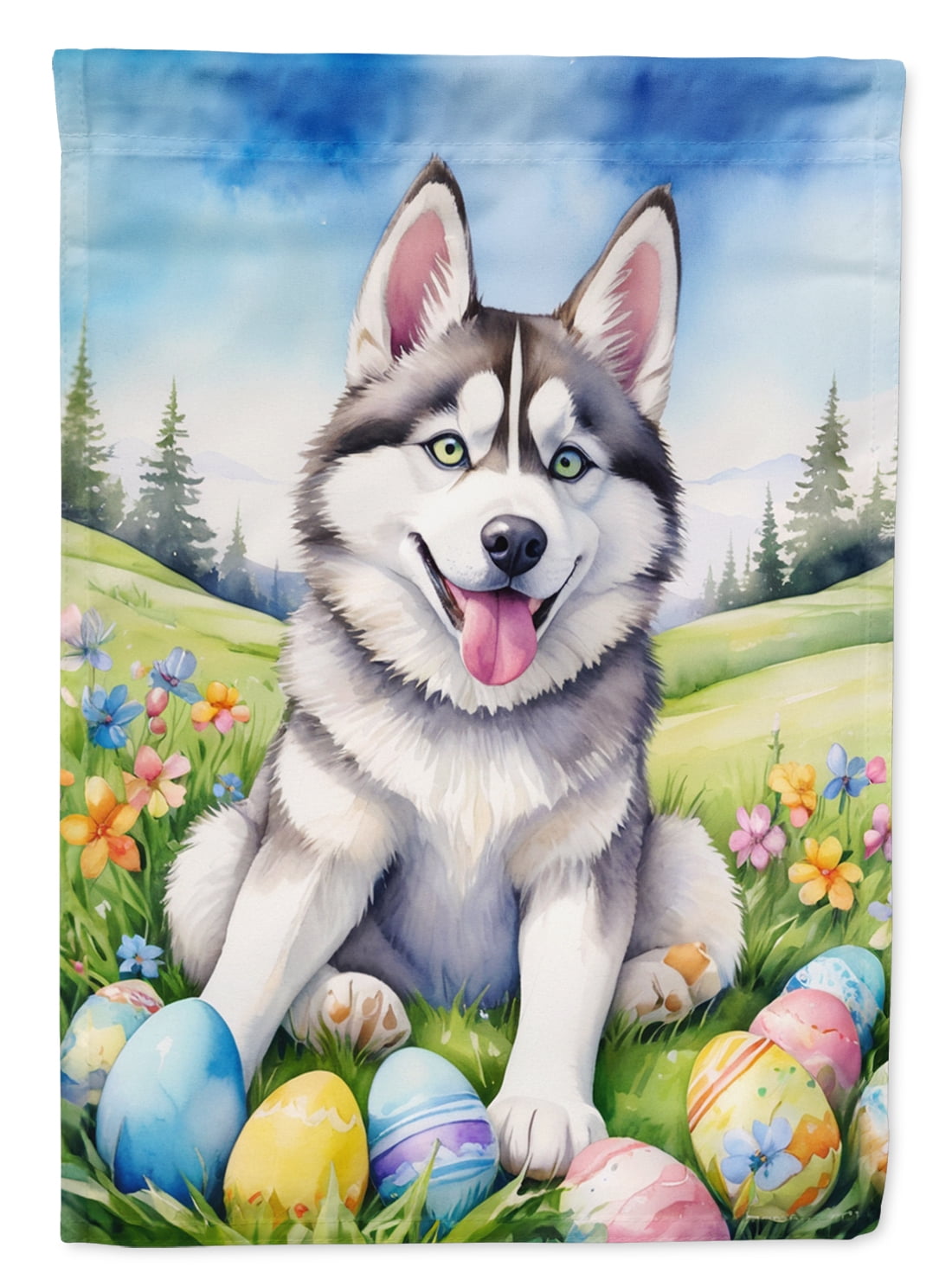 Siberian Husky Easter Egg Hunt Garden Flag 11.25 in x 15.5 in
