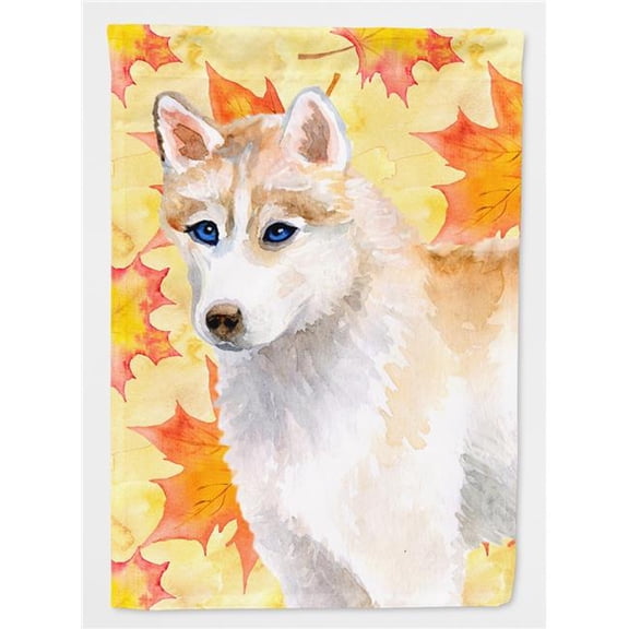 Siberian Husky Fall Flag - Canvas House Size