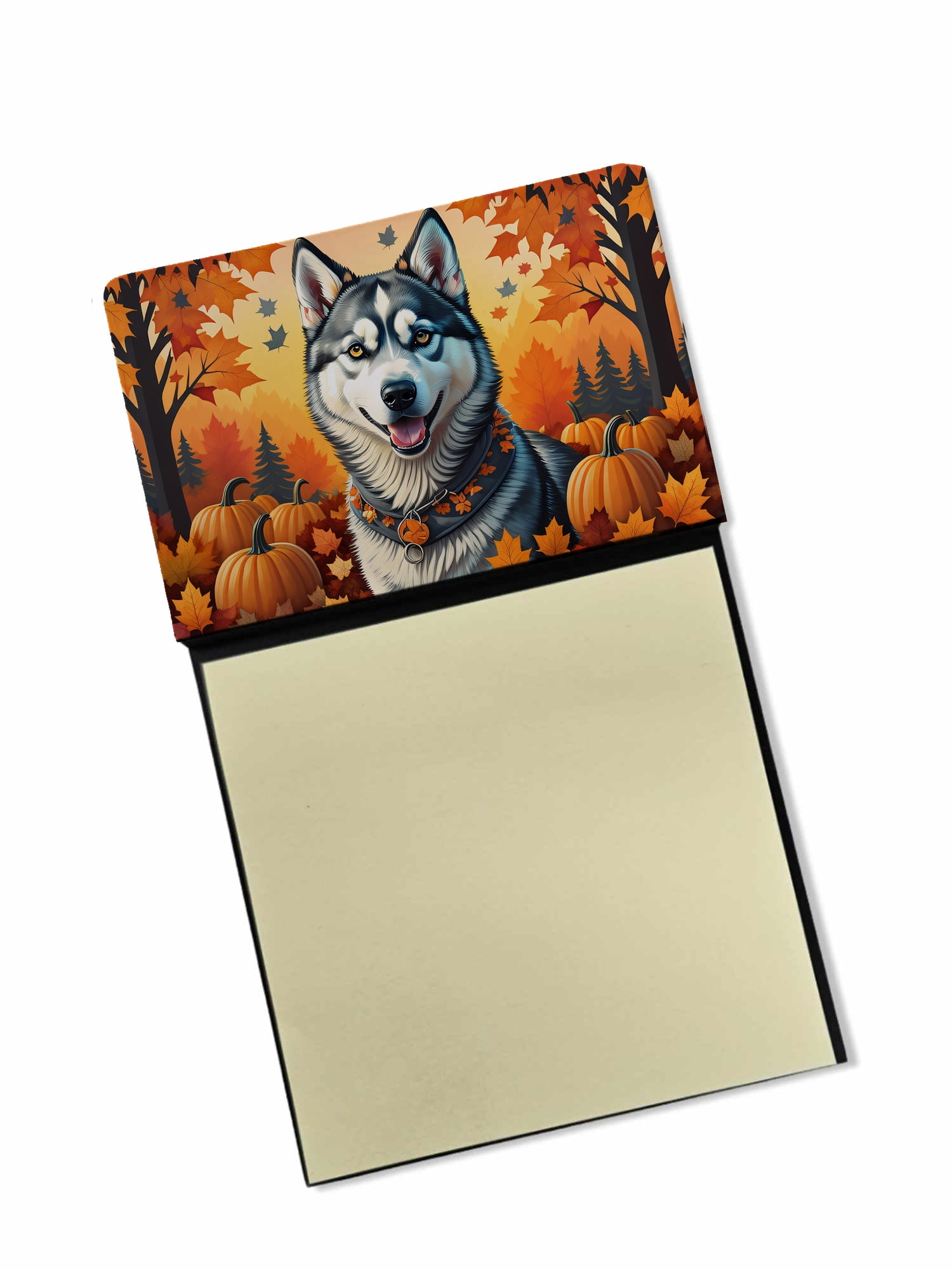 Siberian Husky Fall Sticky Note Holder 3.25 in x 5.25 in