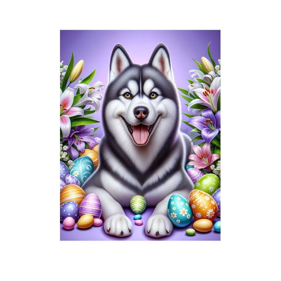 Siberian Husky Grey - Best of Breed DCR Easter Holiday Outdoor House Flag