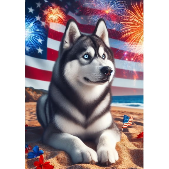 Siberian Husky Grey - Best of Breed DCR July 4 Holiday Garden Flag