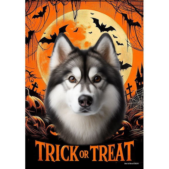 Siberian Husky Grey - Best of Breed  Halloween House Flag 28" x 40"
