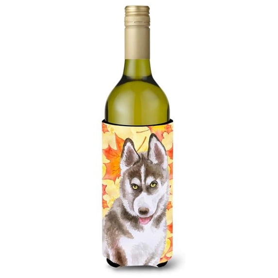 Siberian Husky Grey Fall Wine Bottle Beverge Insulator Hugger