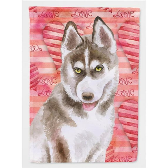 Siberian Husky Grey Love Flag - Garden Size