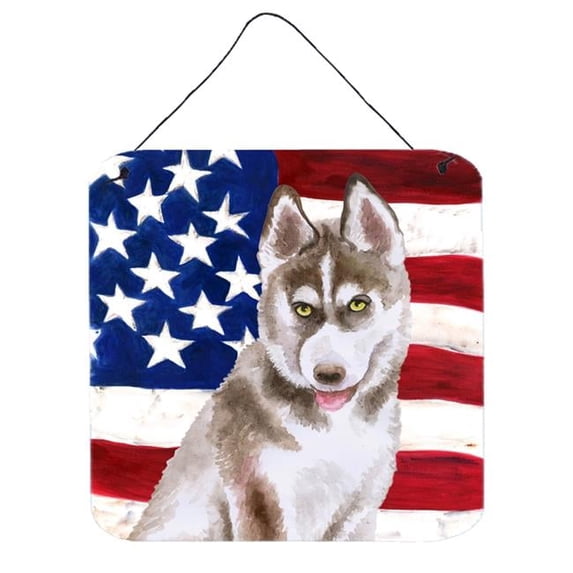 Siberian Husky Grey Patriotic Wall or Door Hanging Prints