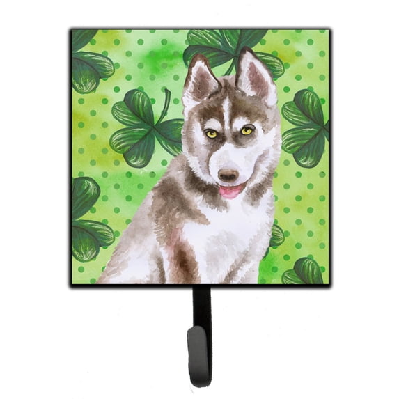 Siberian Husky Grey St Patricks Leash or Key Holder Green