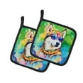 thumbnail image 1 of Siberian Husky Hippie Dawg Pair of Pot Holders 7.5 in x 7.5 in, 1 of 5