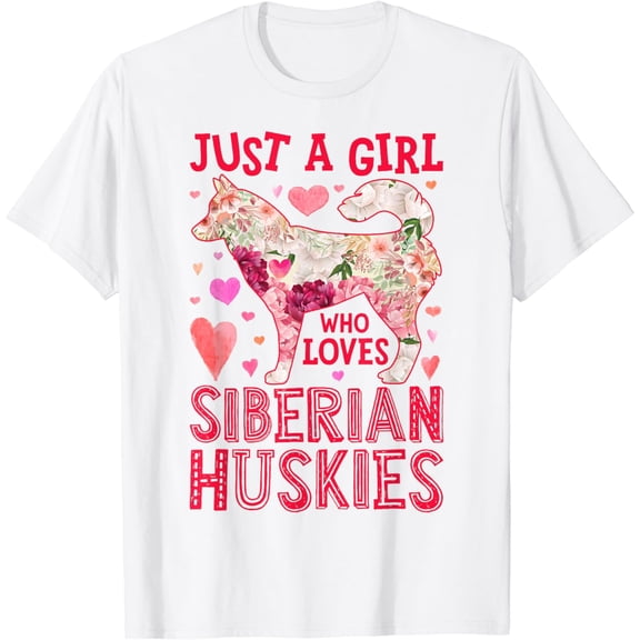 Siberian Husky Just A Girl Who Loves Dog Flower Women Floral T-Shirt