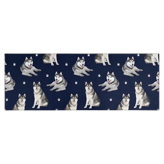 Siberian Husky Kitchen Rug Mat,Kitchen Runner Rugs Non Skid Washable,Decorative Kitchen Floor Mats for Kitchen,Sink,Laundry,17"X47"