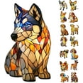 thumbnail image 1 of Siberian Husky Lamp, Dogs Stained Resin Tabletop Night Light, Dog Series Art Night Light, Dog Stained Glass Lamp, 3D Cute Pet Themed LED Table Lamps, Gift for Lovers, 1 of 12
