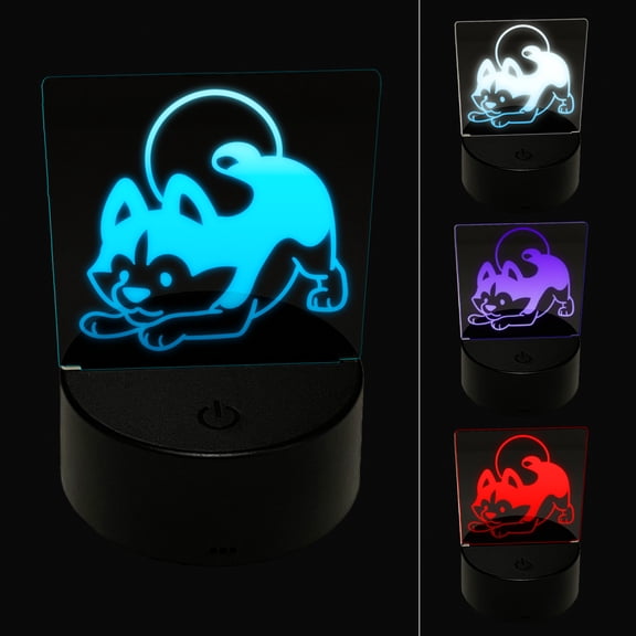 Siberian Husky Play Bow Dog LED Night Light Sign 3D Illusion Desk Nightstand Lamp