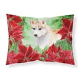 thumbnail image 1 of Siberian Husky Poinsettas Fabric Standard Pillowcase, 1 of 2