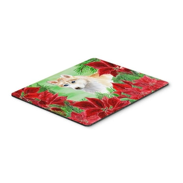 Siberian Husky Poinsettas Mouse Pad Hot Pad or Trivet