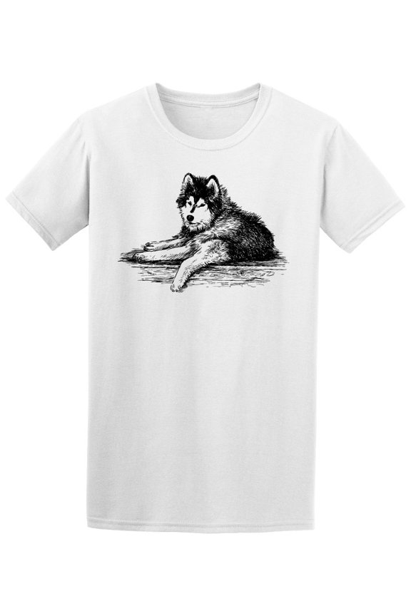 Siberian Husky Sketch T-Shirt Men -Image by Shutterstock, Male Large