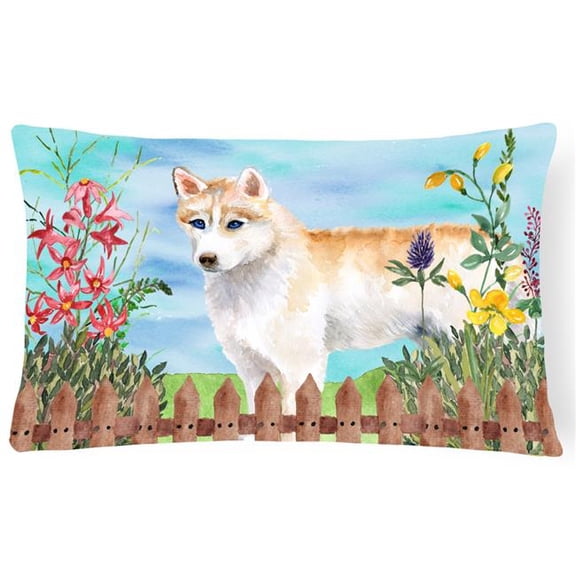 Siberian Husky Spring Canvas Fabric Decorative Pillow