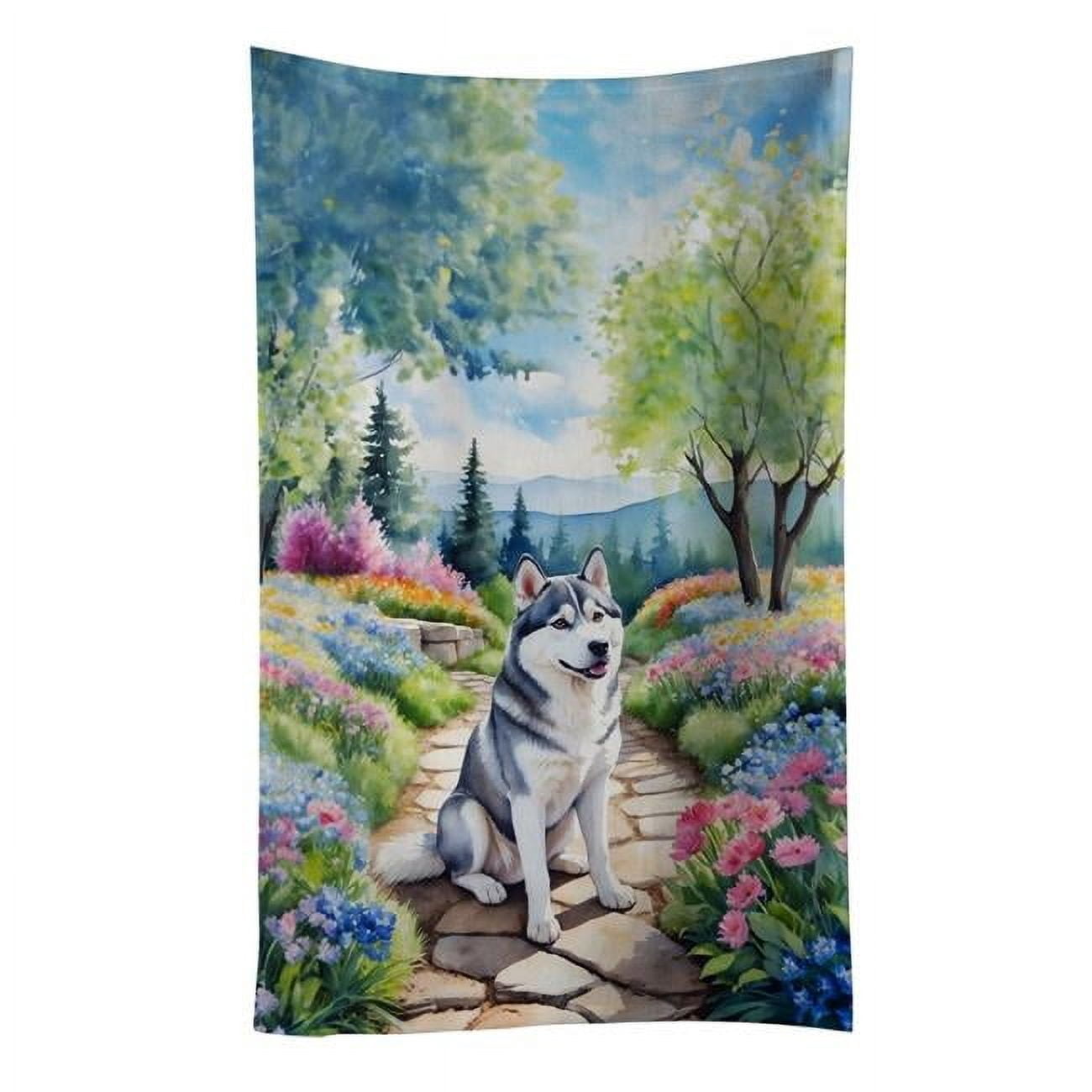 Siberian Husky Spring Path Kitchen Towel