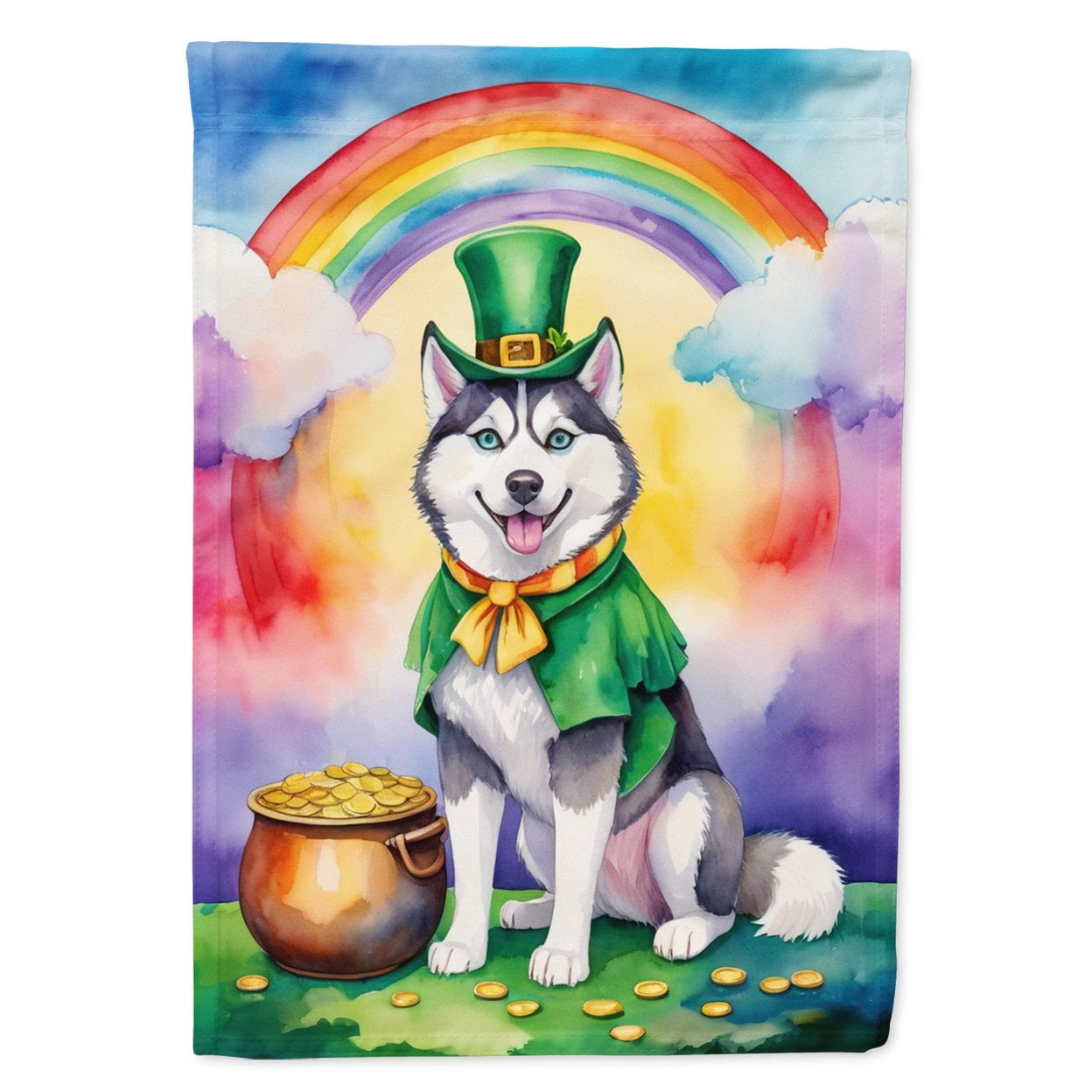 Siberian Husky St Patrick's Day House Flag 28 in x 40 in