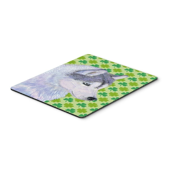 "Siberian Husky St. Patricks Day Shamrock Portrait Mouse Pad Hot Pad or Trivet"